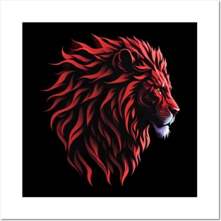 Silhouette Lion Head Posters and Art